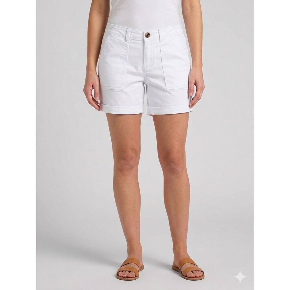 Lee Petites Regular Fit Mid Rise White Chino Shorts Size 10P